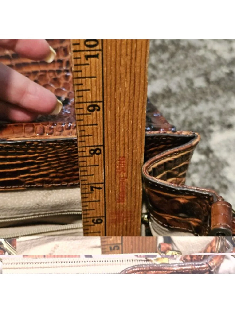 Brahmin Margo Pecan Melbourne Leather Flap Crossbody Bag Purse Croc Embossed